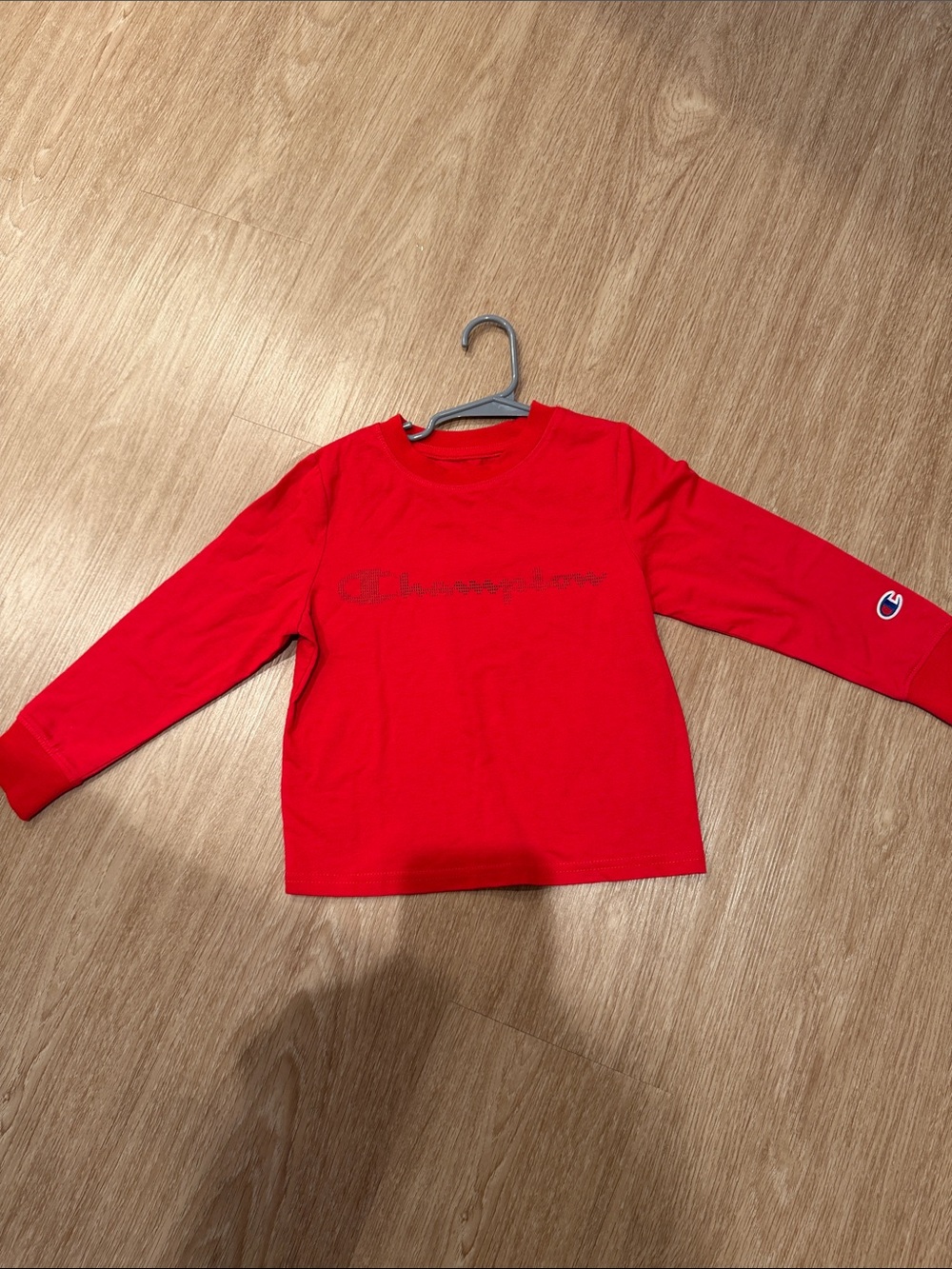 Champion Red Long-Sleeve Logo Tee for Kids